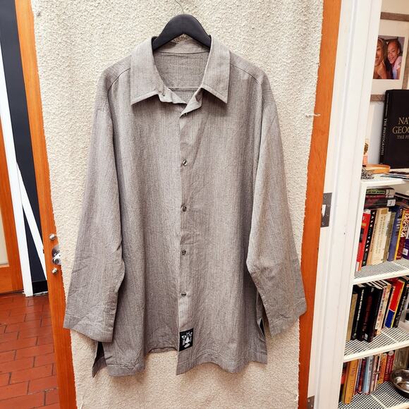 Vintage 1990s Moshood Classic Button Up Gray Loose Shirt Men's 3XL Brooklyn NY - Picture 1 of 9
